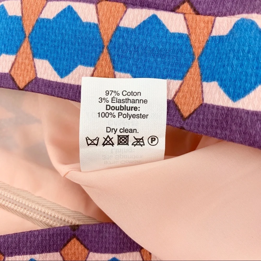 J Crew Mini Skirt 2 Geometric Print Artsy Chic Retro Revival‎ Workwear Mod Style